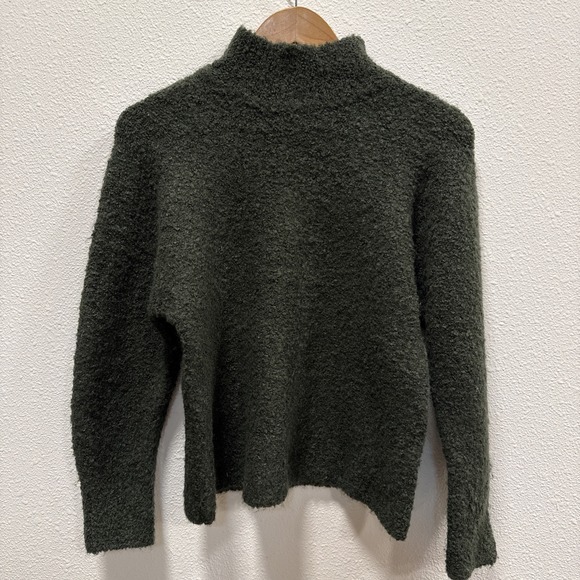 MAGASCHONI Sweater Womens M Wool Blend Mock Neck Knit Pullover Dark Green - Picture 1 of 7
